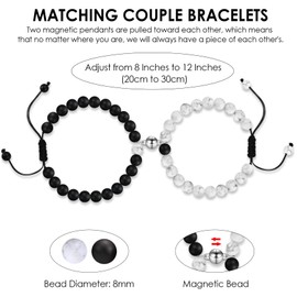 CERSLIMO Couple Bracelets Gifts for Couples with To My Man Card, Matching Long Distance Touch Bracelets, Magnetic Bead Bracelets for Boyfriend Husband Fiance Anniversary Valentines Day Gifts