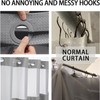 JYhoney No Hook Grey Waffle Weave Shower Curtain with Snap