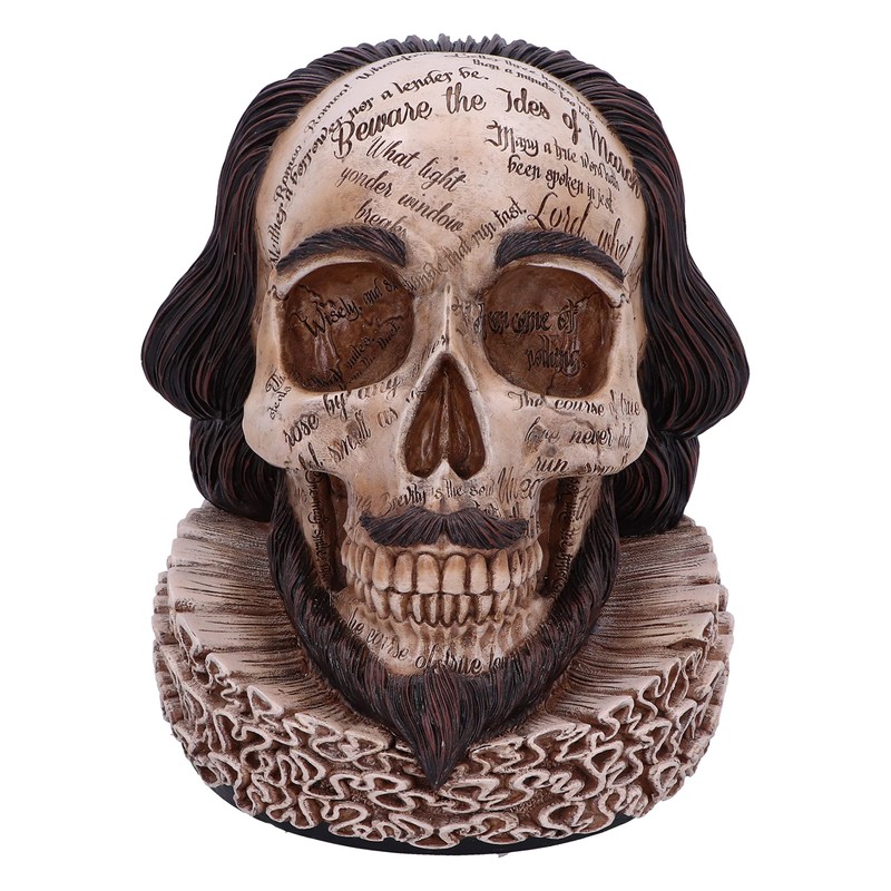 Nemesis Now Shakespeare's Legacy 16cm, Resin, Shakespeare Skull Figurine, Inspired