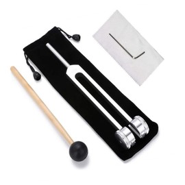 128 Hz Tuning Fork, Tuning Fork for Healing Chakra Set, Therapeutic Tuning Fork, Tuning Fork Set, 128 Hz Tuning Fork, Aluminium Alloy with Percussion Hammer Mallet, Black Storage Bag