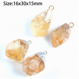 3 Pcs Natural Stone Irregular Citrine Pendants Charms Crystal Pendants for Jewelry Making DIY Necklace