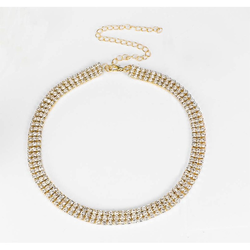 EFTOM Rhinestone Necklaces for Women 14K Gold Plated Diamond Choker