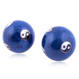 YISHUI Feng Shui Goods, Chinese Souvenir, Health Sphere, Brain Active, Stress, Blue, Tai Chi, Relief, Luck, Finance, 1.5 inches (3.8 cm)