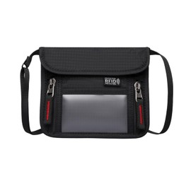 Lunenon Soleil Waterproof and Anti-theft Passport Case, Neck Hanger, Multi-functional, Travel Certificate Bag, For Men, Women, RFID Storage, Large Capacity, Lightweight, Compact, black + red zipper