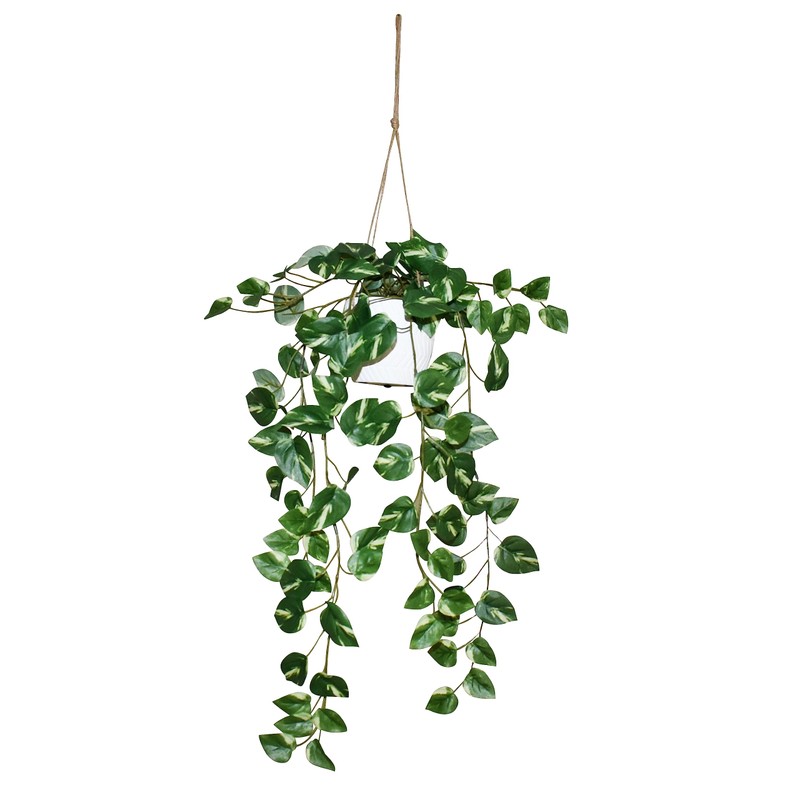 v-max 26" Faux Pothos Plant Hanging with White Pot
