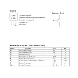 20PCS 2SC1815GR 2SC1815 NPN Transistor TO-92 50V 150MA 400mW Marking C1815