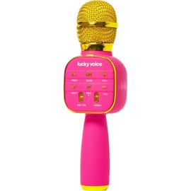 Lucky Voice Wireless Bluetooth Karaoke Microphone w/Built-in Speaker, Pink, Portable Mini Karaoke Machine for Adults & Kids - Echo & Voice Changer - 10,000 Songs Free Access