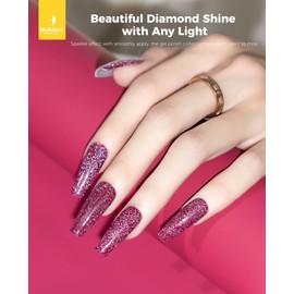 BURANO Reflective Glitter Gel Nail Polish, Purple UV LED 7.3ml Sparkle Nail Polish Holographic Glitter Gel Curing Need for DIY Home S18