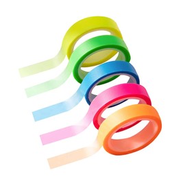 JIHUOO 5 Rolls Highlighter Tape Highlight Strips Highlighter Tape Removable Fluorescent Tags Transparent Coloured Tape Sticky Notes