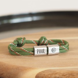 Kinder Fußball Armband, personalisierbar mit Namen oder Initialen, Jungen