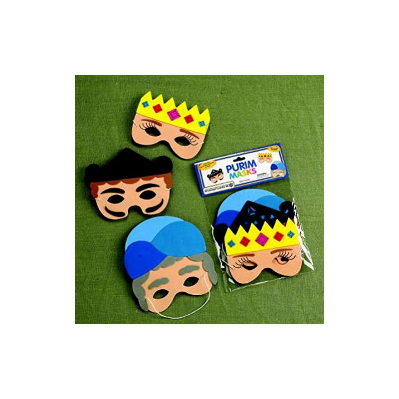 Amazing Foam Purim Masks Set of 3 - Esther, Haman