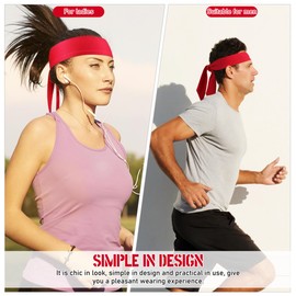 LIOOBO Bee Maki, Red/Blue/Black, 40.9 inches (104 cm), Sports Headband, Sweat Absorbent, Quick Drying, Comfortable, Headband, Sports, Running, Hair Band (Red)