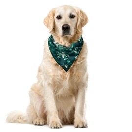 Ambesonne Botanical Bandana Collar, Nature Herbal Flourishes, 16" X 16", Petrol Blue Jade Green
