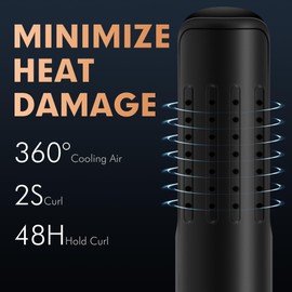 3 in 1 Hair Straightener and Curler, 360°Airflow Styler Curling Iron, 1 Inch Curling Wand, High Speed 18000 RPM, Cool Air Nano-Fan, 5 Temps & Auto Off