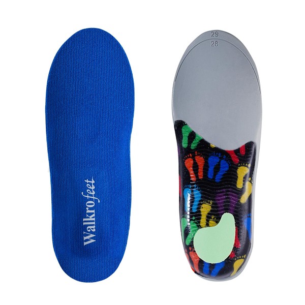 Walkrofeet Kids Medium Arch Orthotics Low and Comfort Metatarsal Pad
