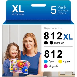 Unbranded 812XL 812 XL Ink With Chip For Epson WorkForce Pro WF-7840 WF-7820 EC-C7000 - 1 Pack Black