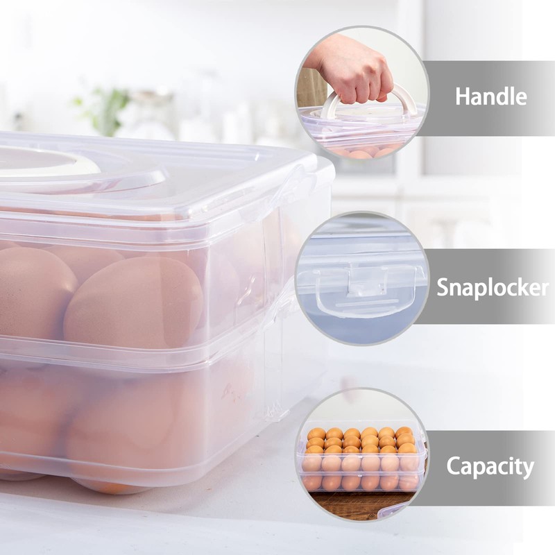 HANSGO Deviled Egg Containers with Lid, 2-Layer Portable Deviled Egg