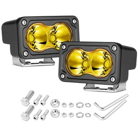 Yellow LED Pods Lights, Rfroad Lighting 3 Inch 40W Yellow Fog Lights Spot Driving Light Waterproof Small Off Road Low Profile Light Pods for Trucks ATV SUV Surron Motorcycle Boat Front Bumper