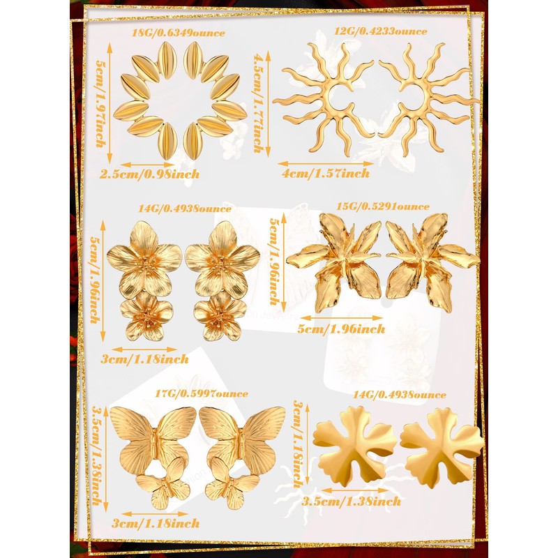 Glenmal 6 Pair Gold Color Threader Dangle Earrings Long Chain