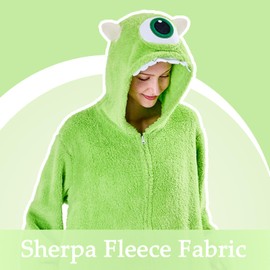 GONAAP Adult Onesie Pajamas Sherpa Animal One Piece Cosplay Costume for Women Men(Mike Wazowski,5-6Years)