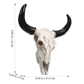 HOMSFOU Cow Skull Wall Plaque Art Bull Head Skull Wall Hanging 3D Realistic Cow Skull Statue Realistic Faux Cow Skull Design Sculpture