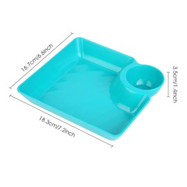 ICEBLUEOR 3 PCS Chip and Dip Serving Platter Set,Plastic Square Plates with Sauce Holder,Reusable Snack Dumpling Plates with Dip Bowl,Serving Trays Platters for Home Party Entertaining Buffet(7 Inch)