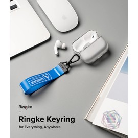 Ringke Key Ring Strap, Waterproof Tarpaulin Keychain for Earphones, Cameras, Backpacks, Car Keys, USB Flash Drives, and More - Danger Blue