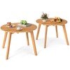 Tangkula Outdoor Side Table, 24.5 Inch Acacia Wood Round Accent