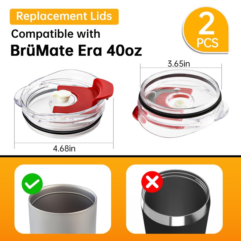 2 Pack Lid Replacement Compatible with Brumate Era 40 oz