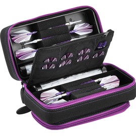 Viper by GLD Products Casemaster Plazma Pro Dart Case with Amethyst Zipper for Soft and Steel Tip Darts, Holds 6 Darts and Features Large Front Pocket for Mobile Device