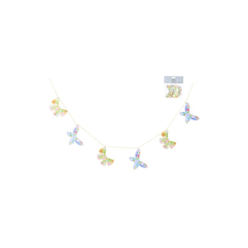 Gisela Graham Pastel Flowers Butterfly Garland