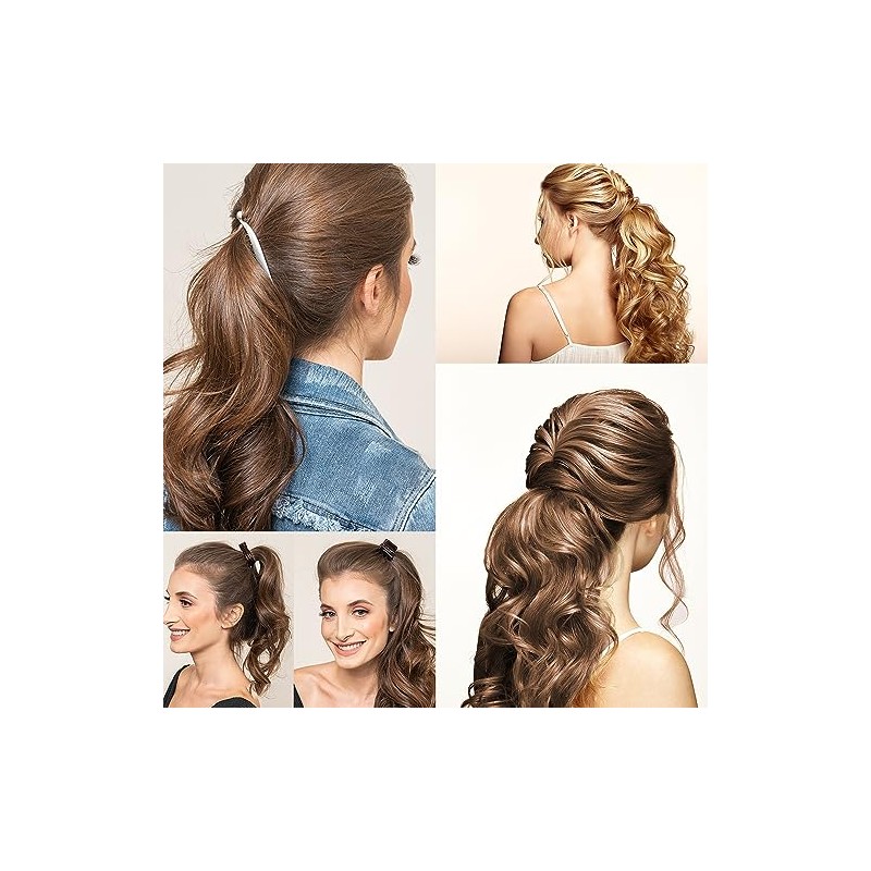 2 Pzs Extensiones de Cabello,40CM coleta postiza cabello natural(Castaño chocolate)