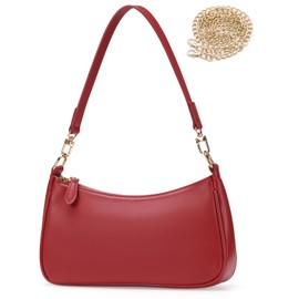 WantGor Clutch Tote Handbags, Shoulder Purse for Women Crossbody Bags Mini Hobo Bag Retro Vegan Leather Trendy Handbag (Red)