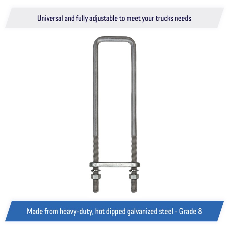16" Square U-Bolt Kit with 1/2" x 4-1/4" Tie Bars