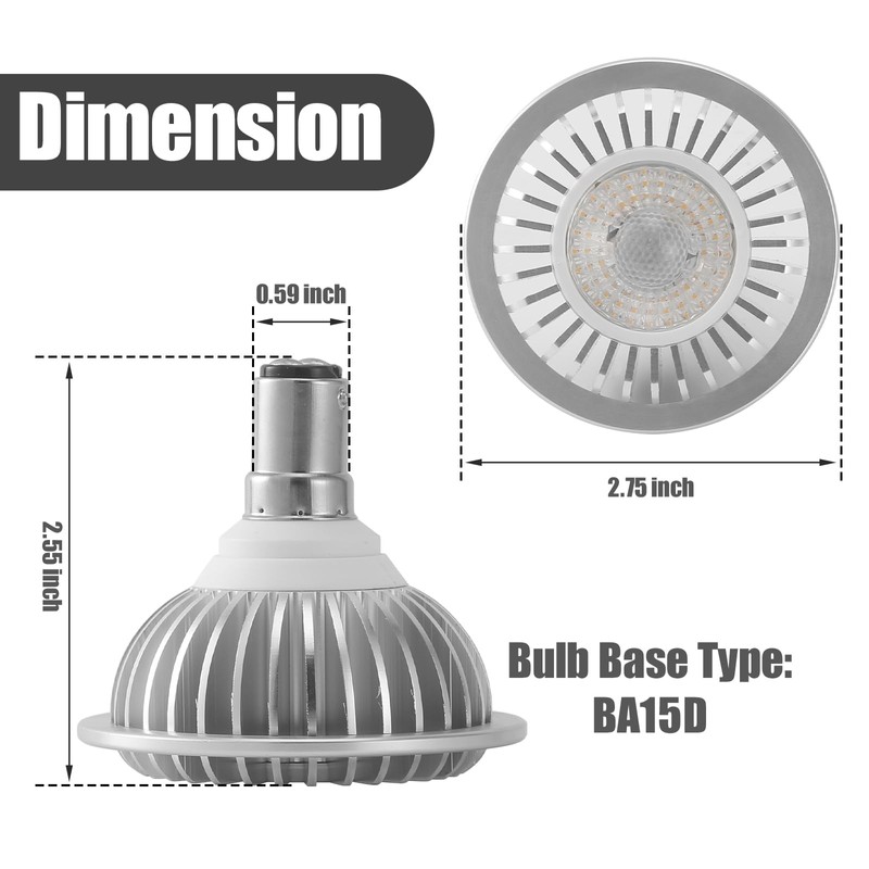 AIBOO AR70 LED Light Bulb BA15D B15 Base, AC/DC12V Input,