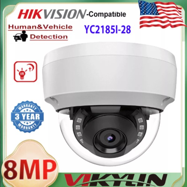 Vikylin Hikvision Compatible 4K 8MP IR30m Outdoor Dome IP Camera
