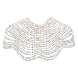 AHANDMAKER Beaded Body Chain Shoulder Chains Bra Chain Beads Bracelets Body Jewellery Summer Beach Bikini Shoulder Harness Wedding Party Accessories, No. Metal Type, No Gemstone