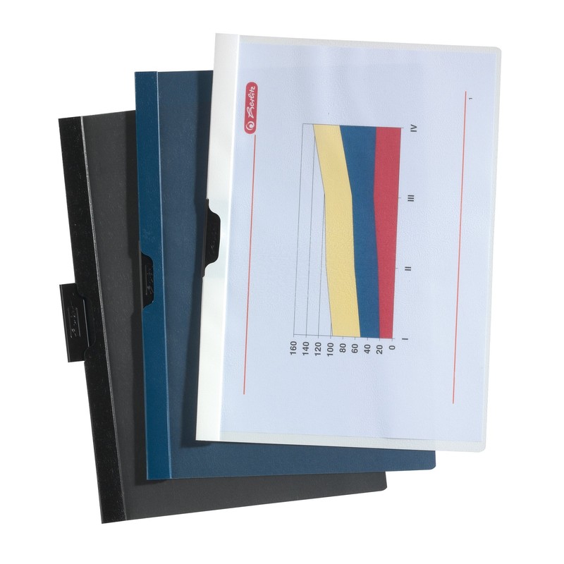 Herlitz 10312486 Klemmhefter 30 Blatt schwarz, PVC 5er Packung