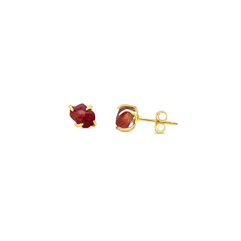 raw tiny ruby stone stud earring 4-6mm solid 925 sterling