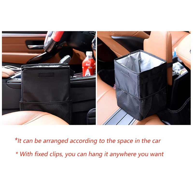 Alnicov Hanging Car Trash Bag with Storage Pockets,Car Bin Trash