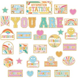 Hippie Affirmation Station Bulletin Board Set Groovy Bulletin Board for Classroom Decor Rainbow Mental Health Posters Positive Affirmations Accents Cutouts for Teachers School Chart Wall Supplies