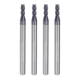 sourcing map 4pcs 3mm Dia 4mm Shank Square Nose End Mill 4 Flutes HRC45 Carbide AlTiN Coated CNC Router Bits Cutter Tools for End Milling CNC Machining