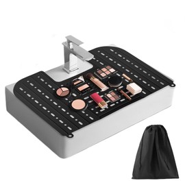 Bathroom Sink Top Cover for Counter Space - Foldable Makeup Mat ,Black