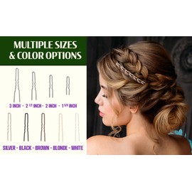 Hairpins 2.5" Inch Crinkled Stainless Steel SILVER Heavy Duty Snagless 3 Packs (36 PINS) Handmade Hair Pin