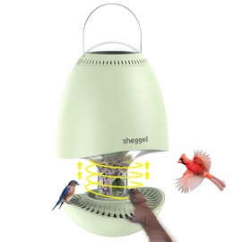 Sheggell Squirrel Proof Bird Feeders for Qutside Hanging,SolarPowered,Spinning Scares Away Squirrel,Automatic SeedDryer,ldeal Gift for Bird Lovers