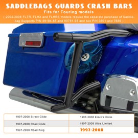 Eumti 1997-2008 Saddlebag Guards Tip-Over Crash Bars Rails Rear Saddle Bag Support Bracket Protection Kit Fit for Harley Touring Street Glide Road Glide Road King Electra Glide Ultra Limited