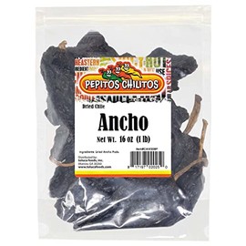 PEPITOS CHILITOS/Chile Ancho 16 oz. Resealable Bag - Natural and Premium - Great For Mexican Recipes Like Salsa, Tamales, and Stews.