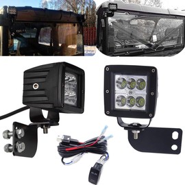 3 inch 18W LED Spot Light Cubes w/Rocker Switch Wiring Kit & Rear Roof Pillar Backup Mounting Brackets Compatible with Polaris Ranger Full Size 2013-Up