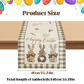 ARTGUTS Bunny Easter Table Runner, Spring Kitchen Dining Table Decoration, Dining Table Decoration for Easter, Washable Table Runner, for Indoor, Holiday and Party (40 x 140 cm)