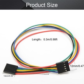 Fielect 5Pcs Female to Female 5Pin Breadboard Jumper Wire 2.54mm Pitch Ribbon Cable 30cm Long